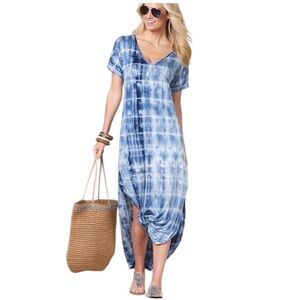 Venus Tye-Dye V-Neck Short Sleeve Midi Dress Size Medium